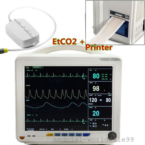 Dhl ship 6-parameter patient monitor ecg,nibp,spo2 recorder/printer+etco2 module for sale
