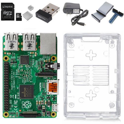 Raspberry Pi 2 Model B + transparent case + 2A Power supply + Wifi Adapter Kit