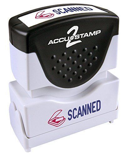 AccuStamp ACCUSTAMP &#034;SCANNED&#034; Shutter Stamp with Microban Protection, Pre-Inked