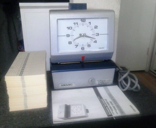 Vintage-amano cost &amp; payroll time clock recorder model 3607 w/manual &amp; timecards for sale