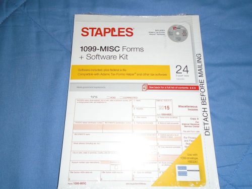 Staples 1099 Misc Forms Plus Software Kit 2015 Tax Year Free Shipping