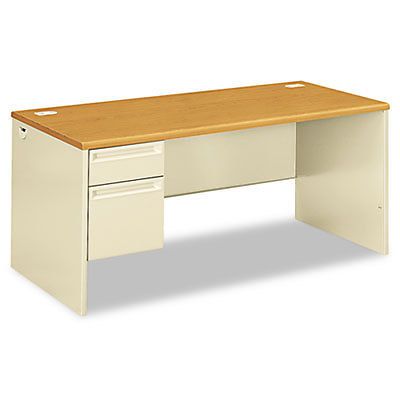 38000 Series Left Pedestal Desk, 66w x 30d x 29-1/2h, Harvest/Putty, 1 Each