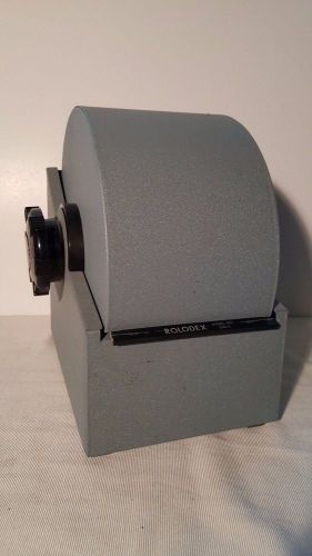 Vintage Large Gray Steel Rolodex 3500-S Metal Covered Rotary Card File Key Lock