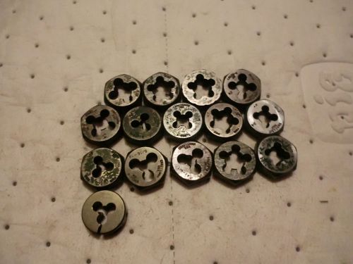 USED VERY GOOD LOT OF 15 PCS THREADING HEX DIES 1&#034; OD / USA