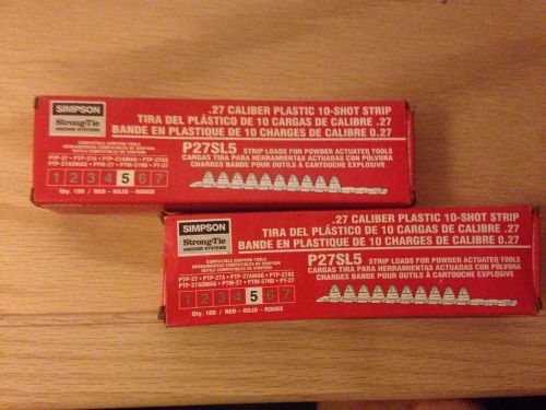 200 Simpson Strong-Ties 27 Caliber P27SL5 Loads RED Strip Loads. Power Level 5