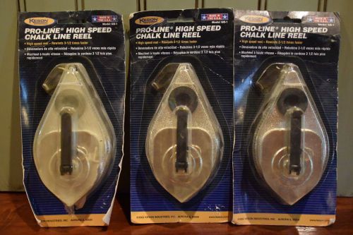 Lot of 3 Keson GB1 Chalk Line Reel 100ft Pro-Line High Speed Made in USA