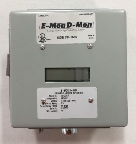E-Mon D-Mon 480100 KIT 3 Phase Class 2000 KWH Meter 100A 3/4 Wire w/3 Sensors CT