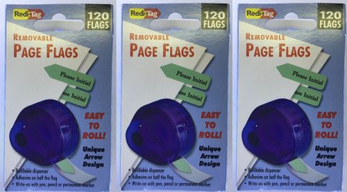 3 Pack Redi-Tag 120 Page Flags, &#039;Please Initial&#039;, w/Refillable Dispensers #81114