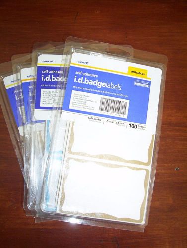 OfficeMax I.D. Badge Labels Lot of 400 -2 5/16X 3 3/8 Self Adhesive Peel Stick