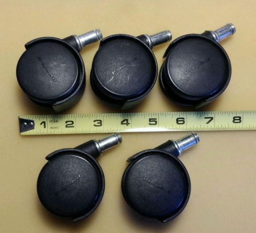 Set of the 5 shepherd stem swivel casters with dual 2&#034; plastic black weels for sale