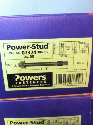 Power-stud wedge anchors 07324 1/2&#034; x 5 1/2&#034;  304 stainless steel. for sale