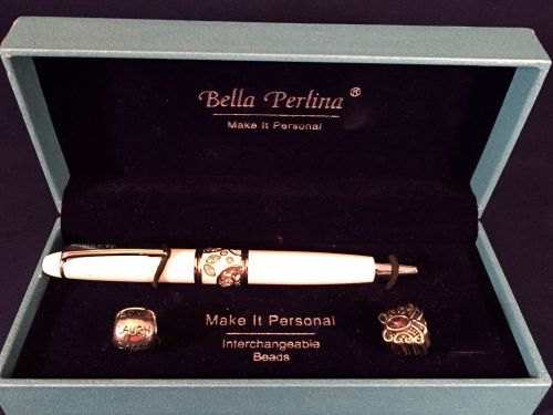 Pink Bella Perlina Writing Pen Interchangeable Beads Gift Box New