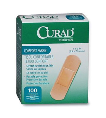 1&#034; x 3&#034; Curad Comfort Fabric Strip Bandages (2 Boxes - 100 Bandages per Box)