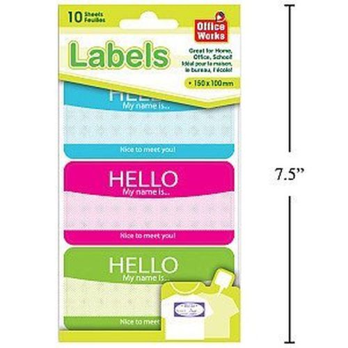 Office Works 10 Sheets Name Tag Stickers