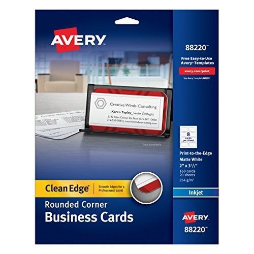 Avery Two-Side Printable Clean Edge Rounded Corner Business Cards for Inkjet