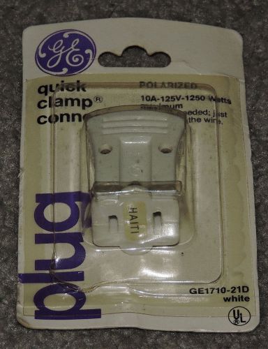 New * G.E.  GE1710-1-21D White Quick Clamp Connector Plug 10 Amp 125V 1250 Watts