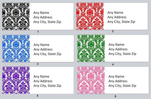 30 Personalized Return Address Labels Damask Buy 3 get 1 free (c915)