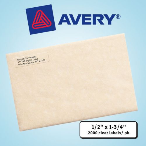 Avery Easy Peel Laser Mailing Labels 1/2&#034; x 1-3/4&#034; Clear 2,000ct