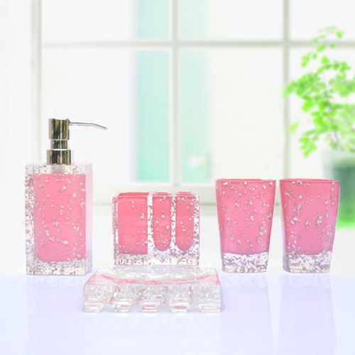 European Style Resin Pink Wedding Gift Home Bathroom Wash Supplies Five Set