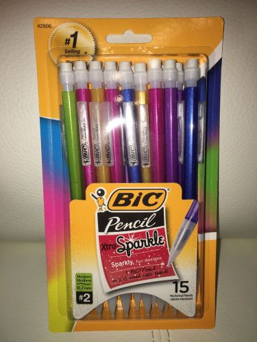 BIC Mechanical Pencils Xtra Sparkle 0.7mm Assorted 15 CT  NEW