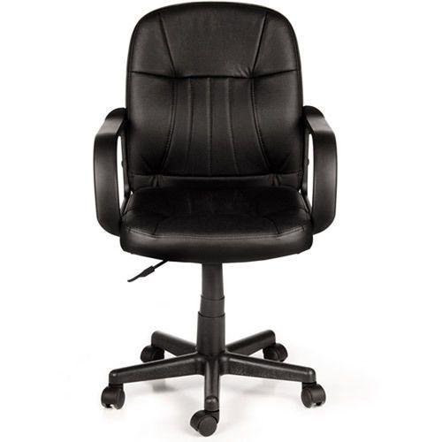 Leather Mid-Back Chair Black Home Office Student Task Mesh Furniture New Series