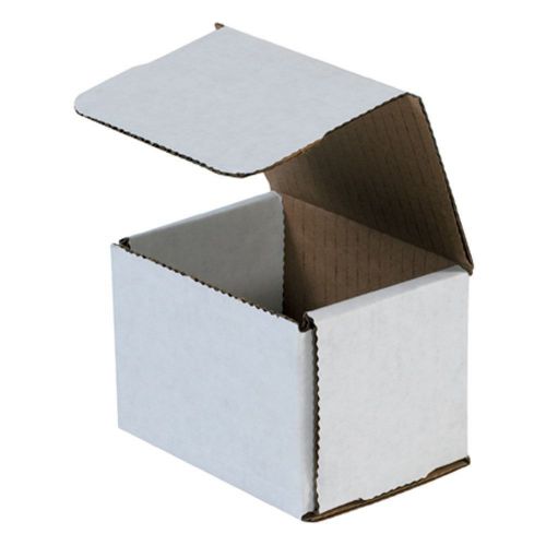 4 Small White Packing Boxes 4x3x3 Gift Wrap Pre-Folded Corrugated Mailer Box New