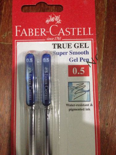 2 x Faber Castell True Gel Blue 0.5mm head water resistant ink gel pen