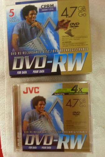 5*JVC DVD-RW REWRITABLE-  4.7 GB- up to 4X SPEED-with CASES -NEW &amp; SEALED