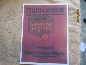 1915 Fuller &amp; Johnson N Series Gasoline Engines Catalog, all sizes partial color
