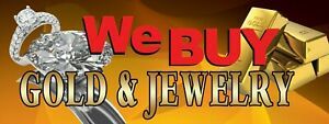 3ft x 8ft We Buy Gold &amp; Jewelry 13 oz Vinyl Banner- Free Shipping- New-On Sale!