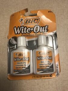 Bic Wite-Out Quick Dry Correction Fluid  2 pack white color writeout 02B