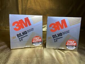 Lot of 2 Pack 3M DS HD 3.5&#034; Diskettes 2.0 MB Unformatted 10 Packs Factory Sealed