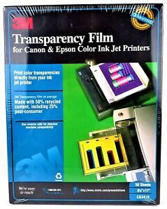 3M Transparency Film For Canon &amp; Epson Color Ink Jet Printers / 50 sheets NEW