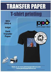 PPD Inkjet PREMIUM Iron-On Dark T Shirt Transfers Paper LTR 8.5x11&#034; pack of 10 S