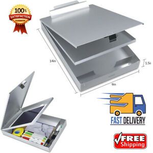 Metal Clipboard Case With Storage Box Aluminum Snapak Form Holder Self-Locking