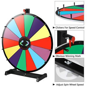 Prize Wheel 24&#034; Editable Stand Fortune Spinning Game Tabletop Color Dry Erase