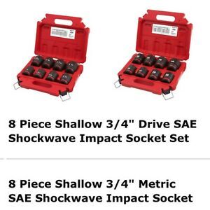 SHOCKWAVE 3/4 in. Drive SAE &amp; Metic 6 Point Impact Socket Set (16-Piece)