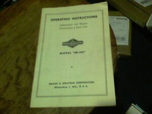 Briggs &amp; Stratton Model 8B-HA Operating Instruction with parts list