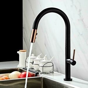 Kitchen Mixer Tap  Black White Faucet 360 Rotating Sink Tap Cold and Hot shower