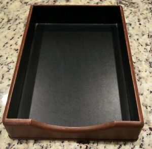 RARE COACH Brand Brown Leather Legal Size Office Paper Tray