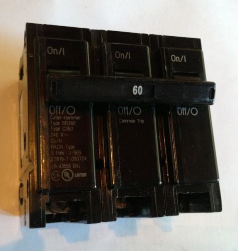 New Eaton Cutler-Hammer BR360 60 Amp 3 Pole 240V  Circuit Breakers, HACR Type