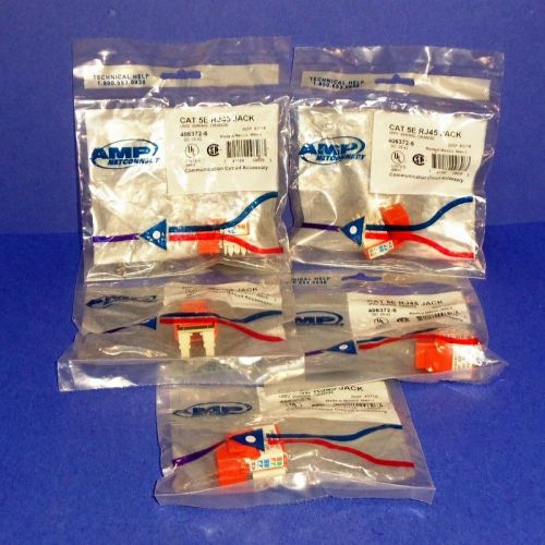 Amp netconnect orange universal wiring jack  5e-rj45 *new lot of 5* for sale