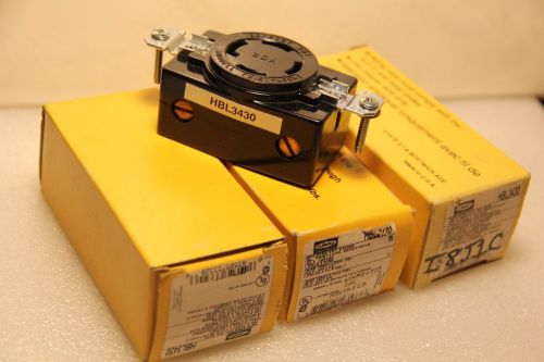 NIB Three HBL2430 TWIST-LOCK 20 AMP 480 VOLT 3 POLE 4 WIRE RECEPTACLE