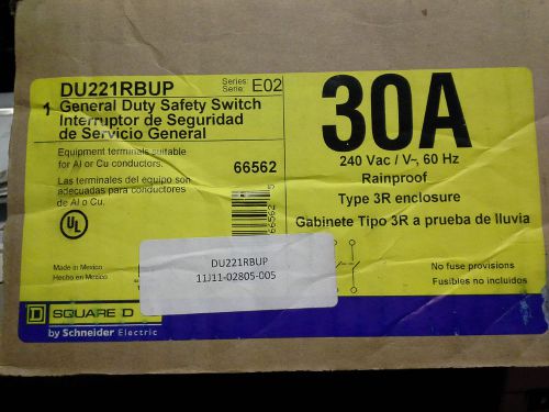 New in Box Square D DU221RBUP General Duty Safety Switch 30 Amp 240 VAC Type 3R