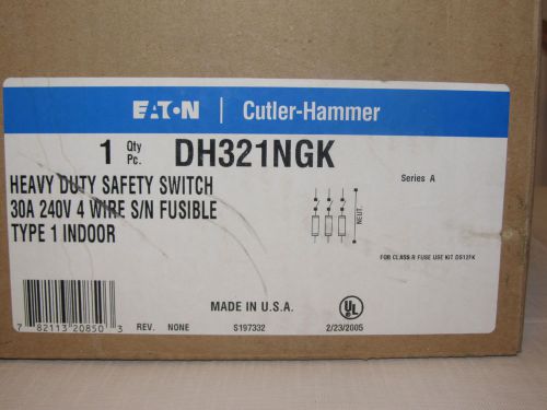 CUTLER HAMMER DH361NGK HEAVY DUTY SAFETY SWITCH 30A 240V 4 WIRE