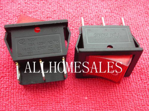 50Pcs Rocker Switch with RED light 6 pin on/off 16A/250V,KCD4