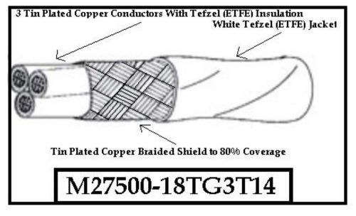 M27500-18tg3t14 jacket teflon tin plated 3 conductor shielded shield cable 18 for sale