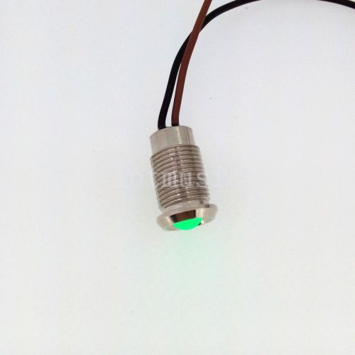 8mm 12v emerald color  led metal indicator pilot dash light lamp with wire lead for sale