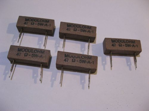 Qty 5 Danotherm Modulohm 47 Ohm 5W-A-1 5 Watt Resistors High Power USED