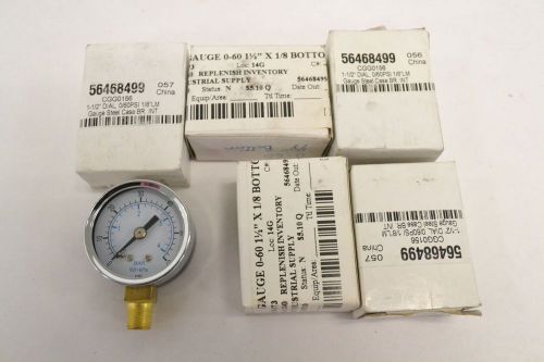 Lot 5 msc 56468499 1-1/2in dial 1/8in lm npt 0-60psi pressure gauge b287072 for sale